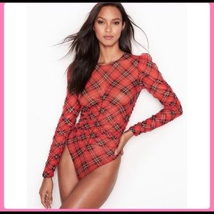 Victoria’s Secret Red Plaid Bodysuit Teddy